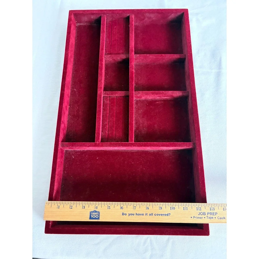 Unbranded Velvet Jewelry Display Tray OS Burgundy Red  Multi-Slot Organizer